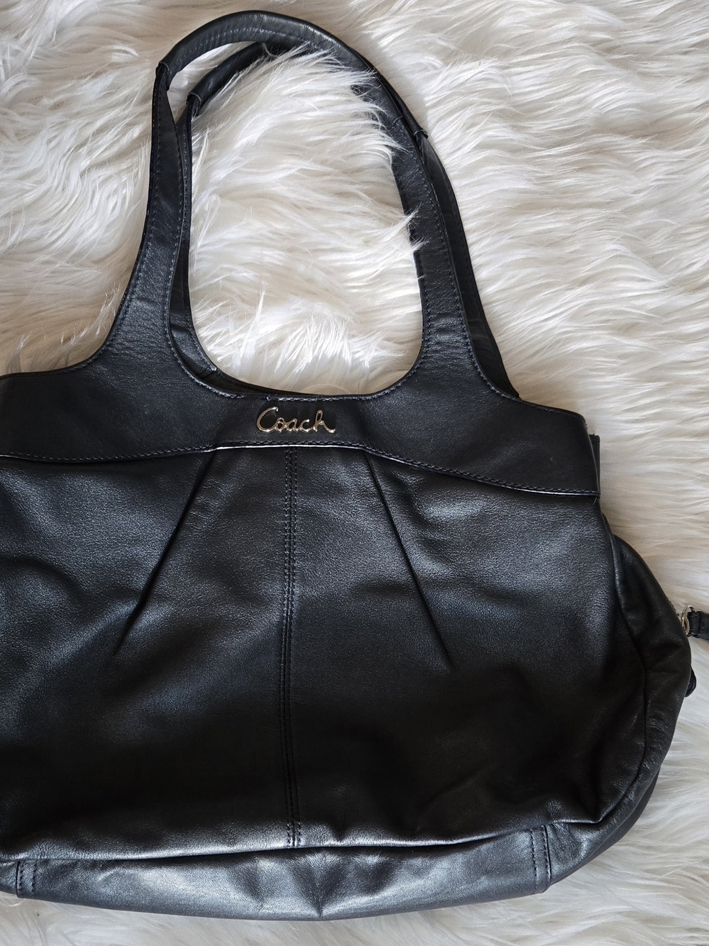 Coach Navy Leather Shoulder Bag